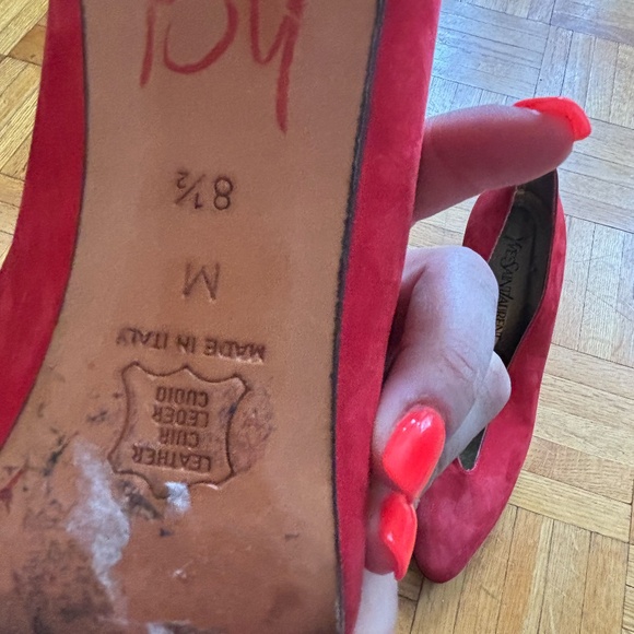 vintage YSL 80s suede heels red - Picture 4 of 5
